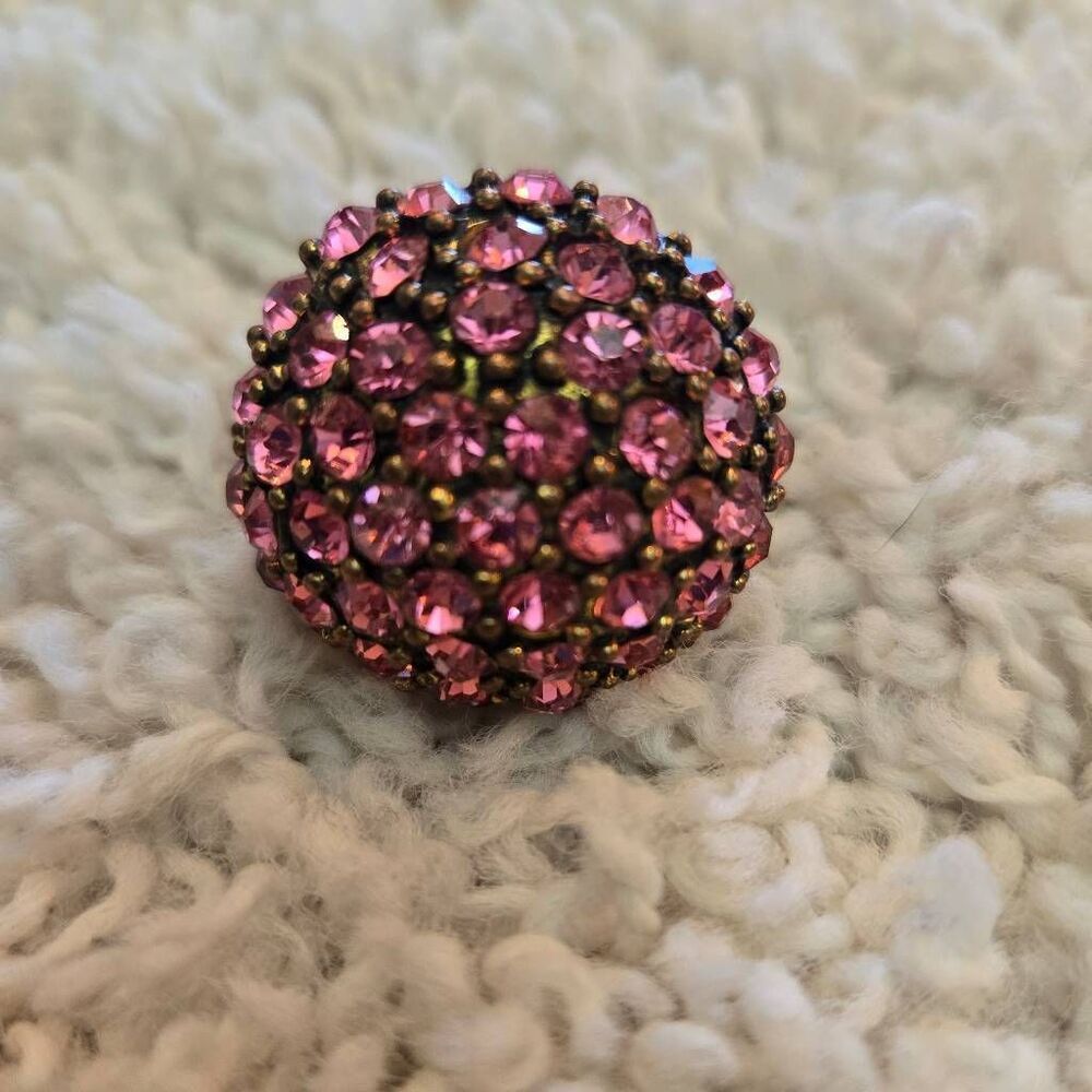 Pink Rhinestone Dome Ring Stretch Rose Gold